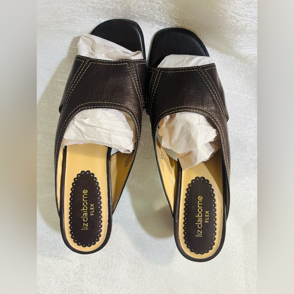 Liz Claiborne Black and Tan Mules